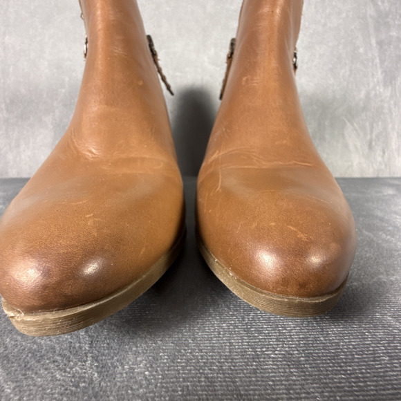 Frye Judith Double Zip Women's Wheat Brown‎ Leather Ankle Bootie 2.5 Heel 10M - Picture 5 of 16